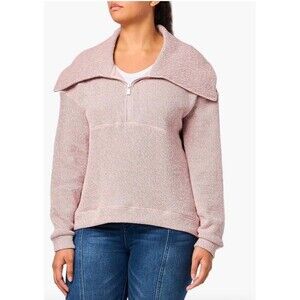 Sweaty Betty Sweatshirt Womens XL Pink Restful Boucle Half Zip Pullover Boxy